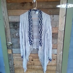 Women's Vanity Fringed Open Cardigan Size Medium M Shrug Kimono Shawl Sweater